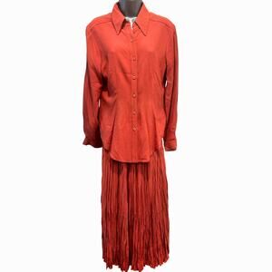 Hairston & Roberson 'Ropa' Vintage 90's Boho Pleated Skirt and Blouse Set-Small